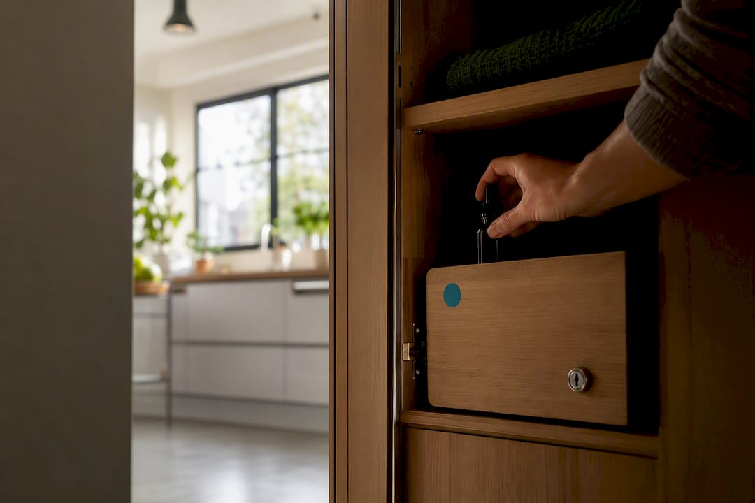 CBD-Öl sicher in einem hohen Schrank aufbewahren