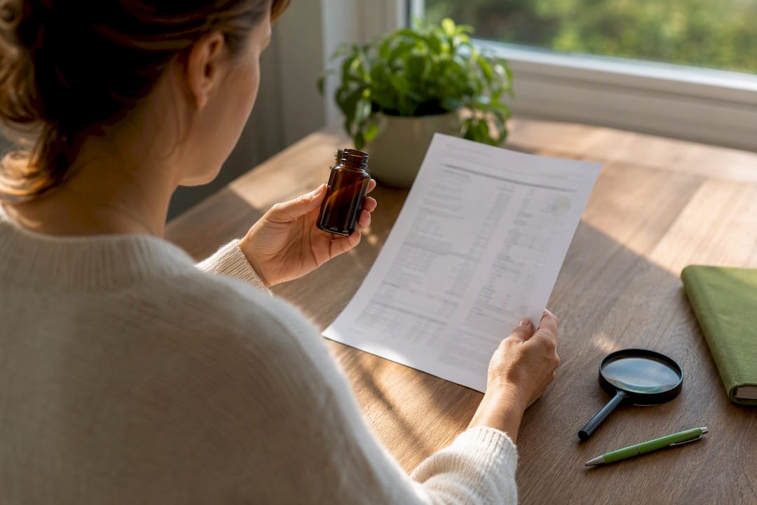 Käufer kontrolliert Tier-CBD-Öl und Analysezertifikat