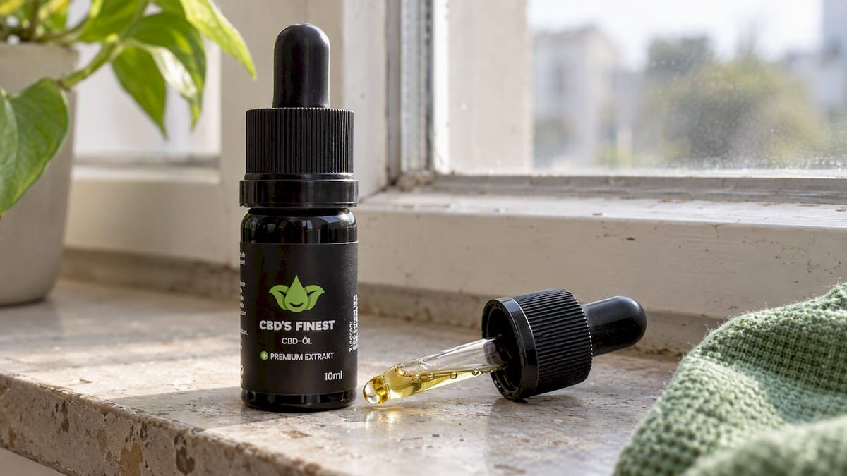 CBD-Öl mit erkennbaren Luftblasen in der Pipette